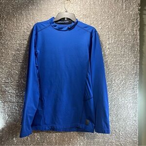 Nike Pro Dri-Fit Fitted Long Sleeve Shirt Blue Warm Polyester XL Mock Neck Warm